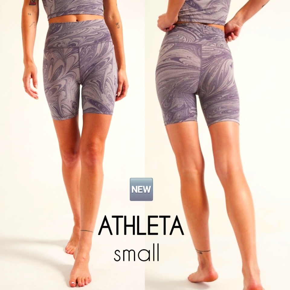 Nwot Athleta Transcend 7" Shorts In Sumi Marble Violet Soft Stretchy -Small
